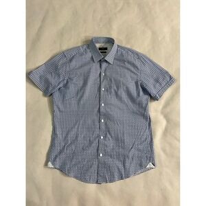 BOSS HUGO BOSS Men's Sharp Fit Button Down Shirt Blue Geometric Print M